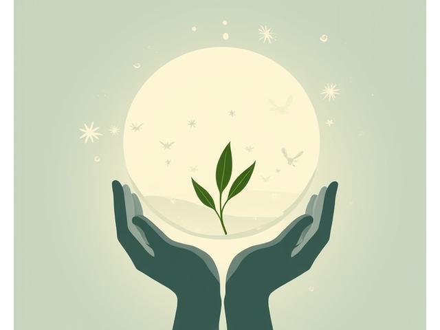 Un elegante illustrazione che raffigura una mano che tiene delicatamente un germoglio verde che cresce da icone stilizzate di mente, corpo e spirito, simbolo della filosofia incentrata sull'umano di Benessere Quotidiano. L'estetica è pulita, moderna e ispiratrice.